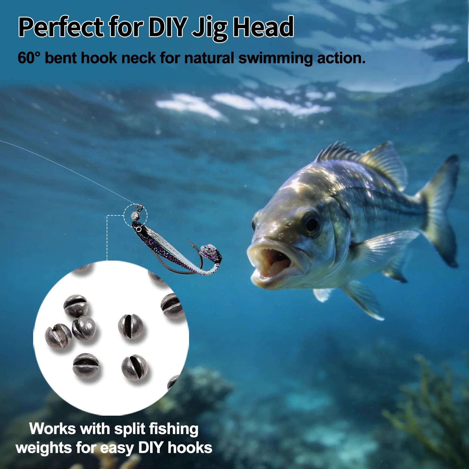 เบ็ด Aberdeen Jig Hook มุม 60 องศา ก้านยาว