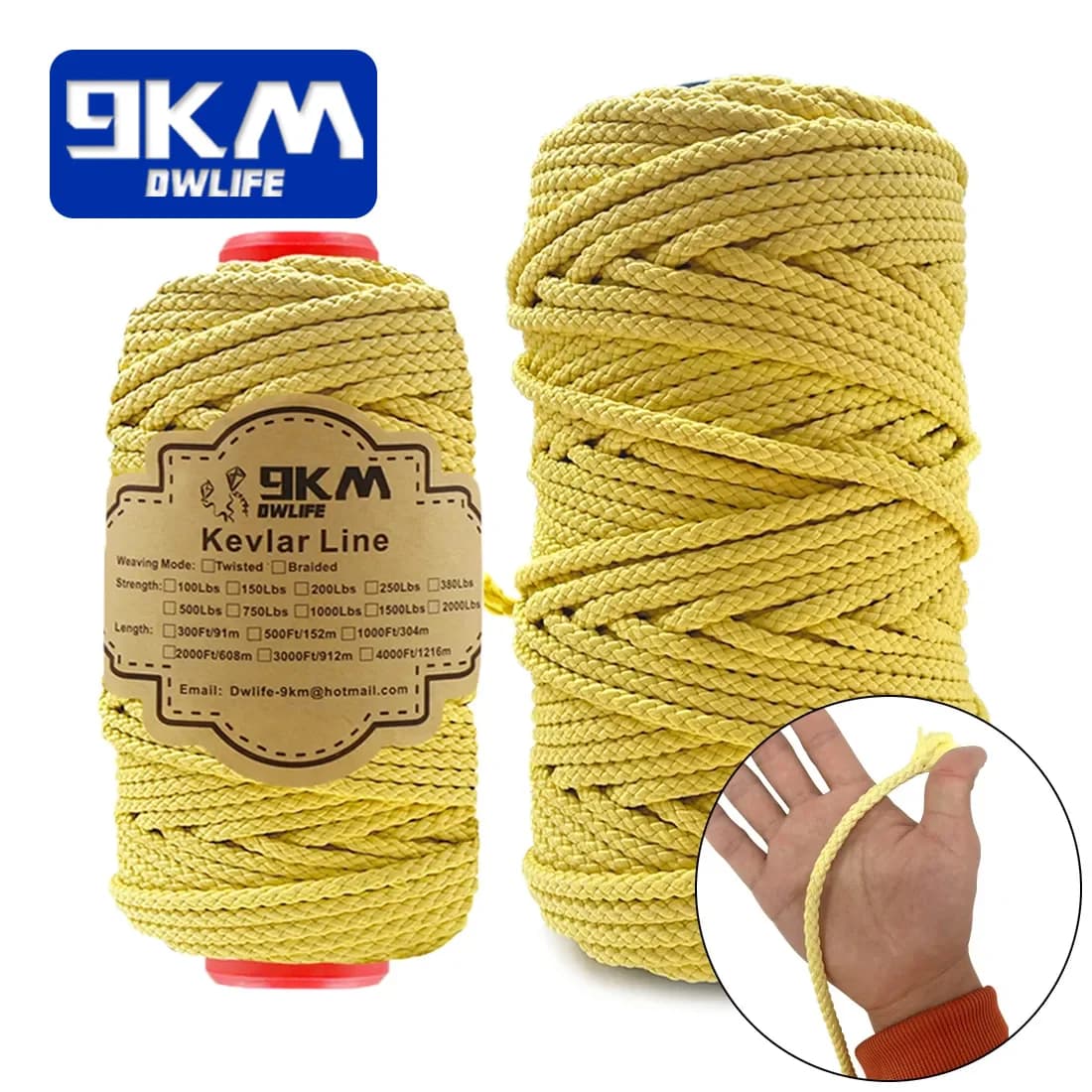 เชือกถักkevlar ความแข็งแรงสูง, 1.6-6.8mm