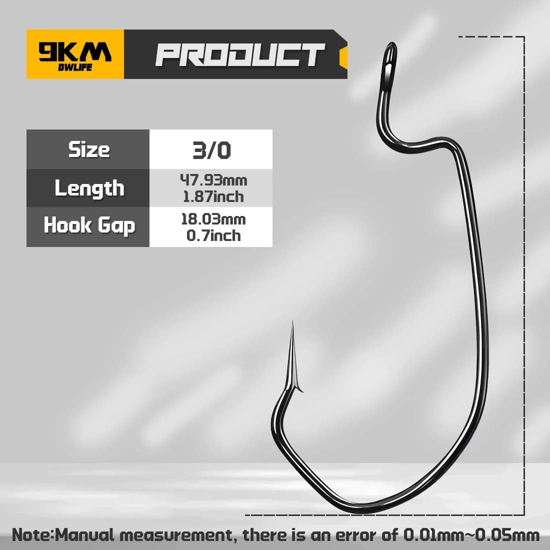 เบ็ด Worm Hook แบบ V-Bend ช่องกว้าง EWG, 25-100 ชิ้น