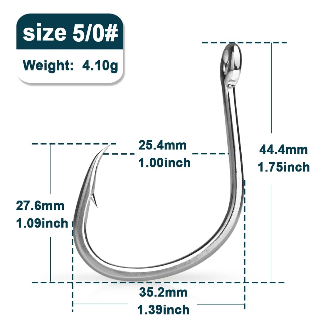 เบ็ดวงกลมสำหรับเหยื่อเป็น Wide Gap Non-Offset, 25-100 ชิ้น