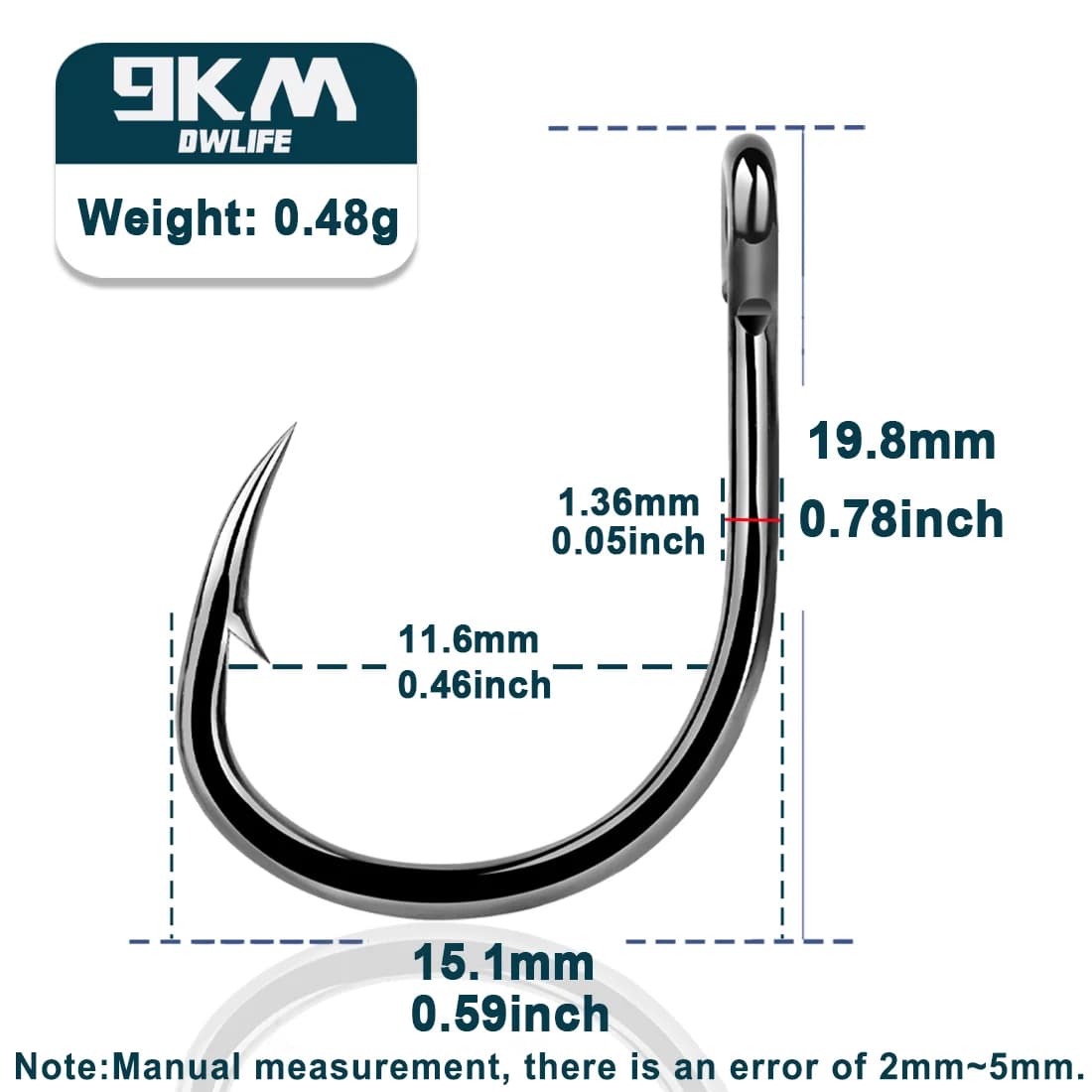 ตะขอม้วน Circle Hook แบบไม่ Offset สำหรับเหยื่อสด เหล็กกล้าคาร์บอนสูง