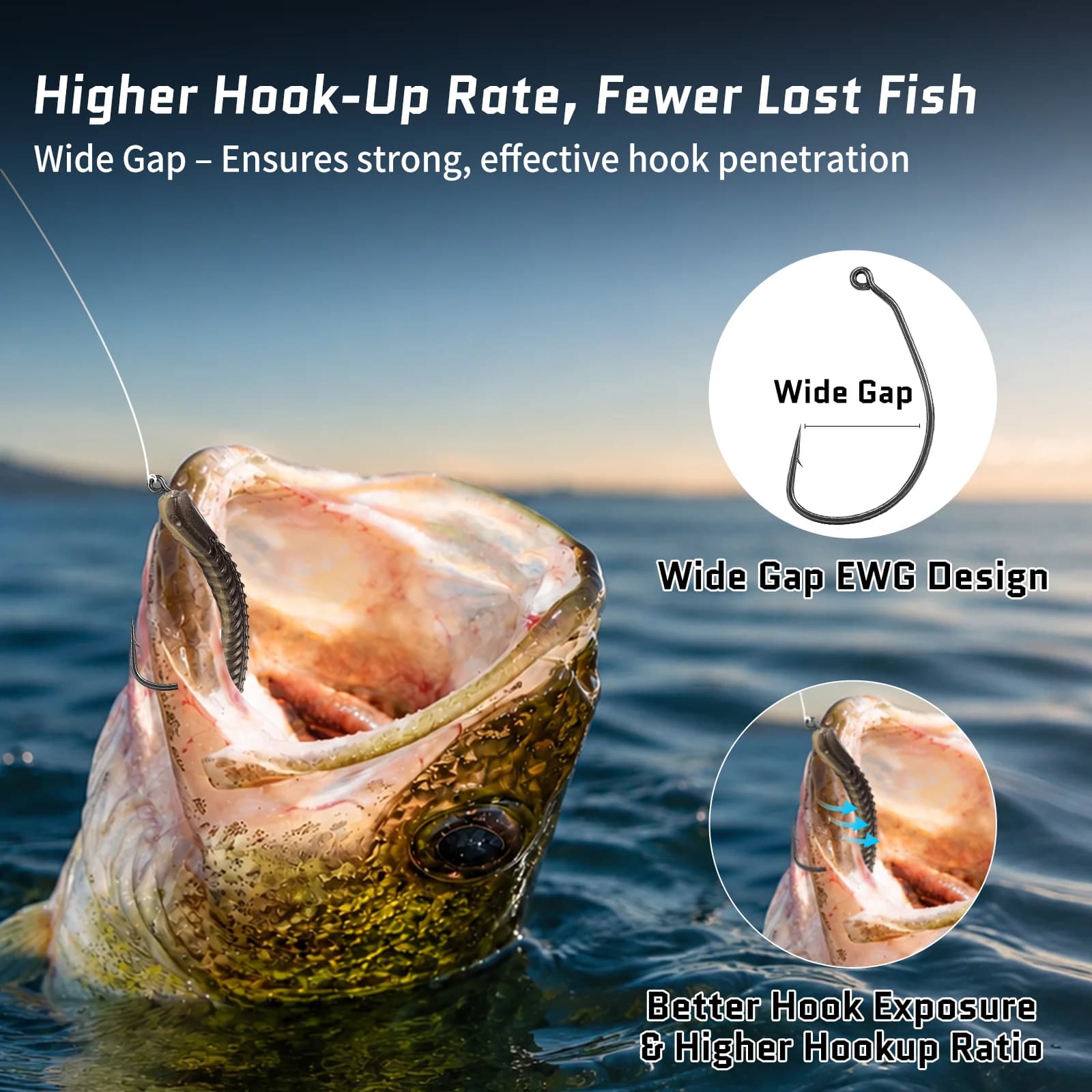 เบ็ด jig hook ช่องกว้างพิเศษ (EWG) มุม 30 องศา 25 ชิ้น