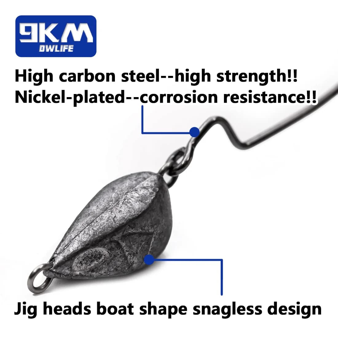 หัวตะกั่ว Jig Hook แบบ EWG ช่องกว้าง สำหรับเหยื่อนิ่ม