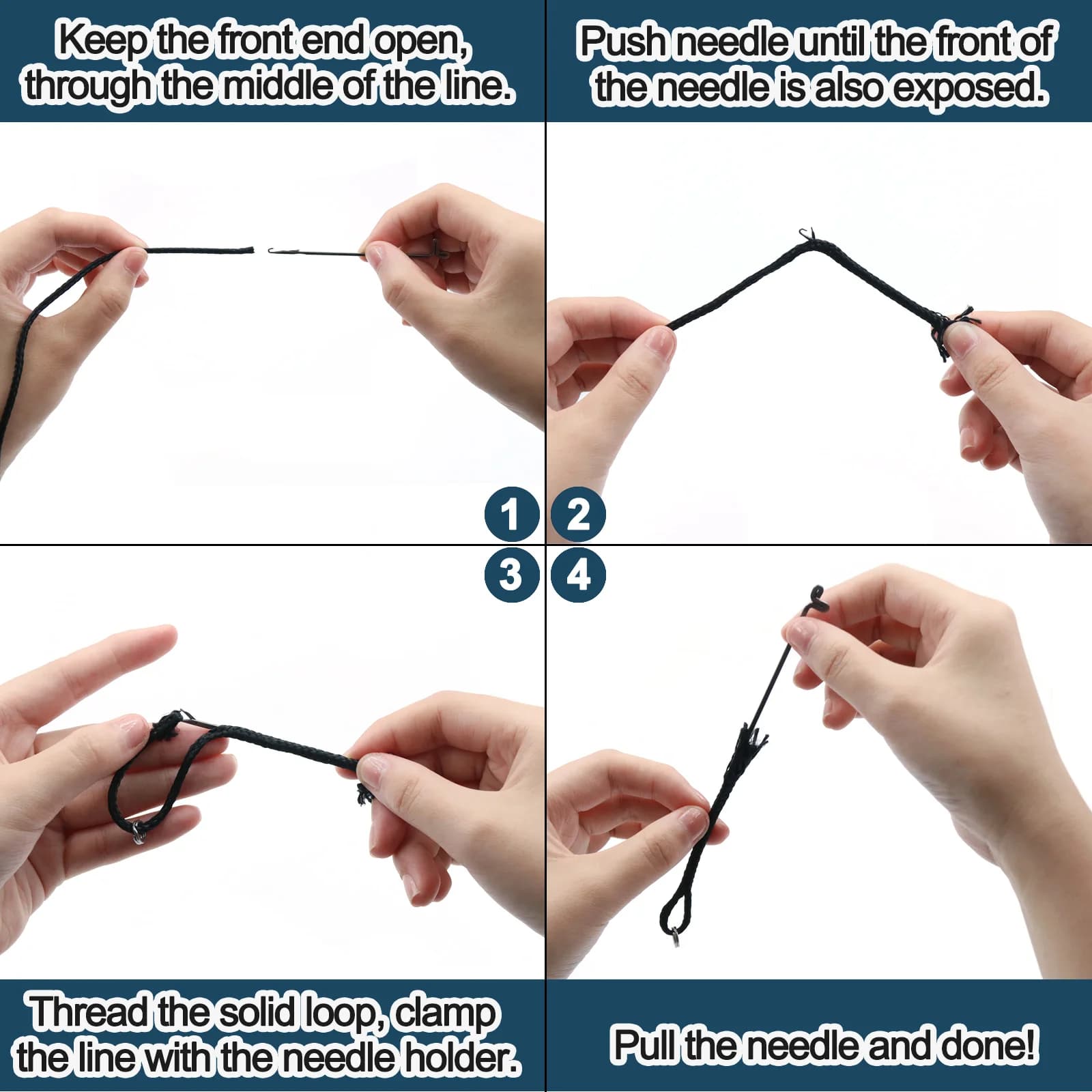 เข็มเกี่ยวแบบกลับด้าน 7 ชิ้น สำหรับร้อยสาย Assist Cord ตกปลา