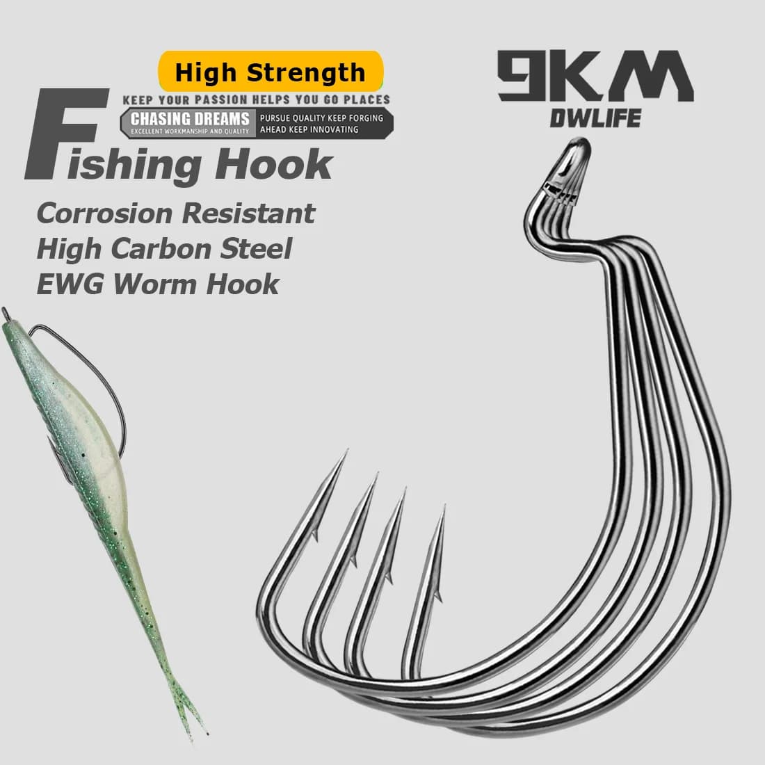เบ็ดตกปลา Offset Worm Hook ขนาดกว้างพิเศษ EWG 100 ชิ้น