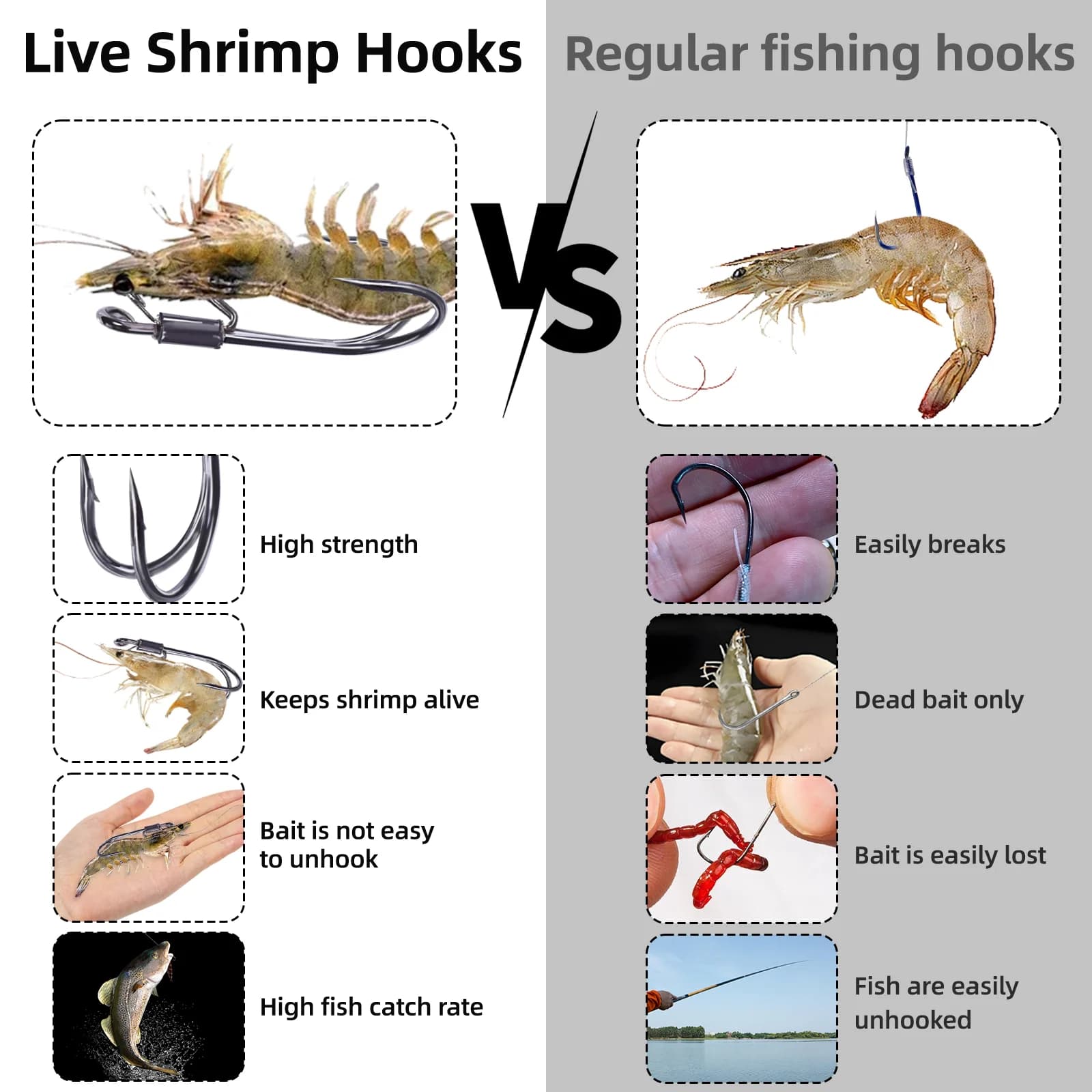 ตะขอคู่สำหรับเกี่ยวกุ้งเป็น ทนการกัดกร่อน
