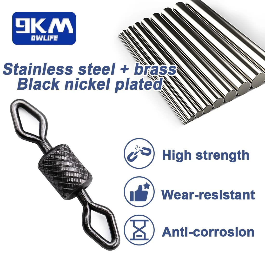 ลูกหมุน Barrel Swivel พร้อมห่วงแข็ง, 25-100 ชิ้น