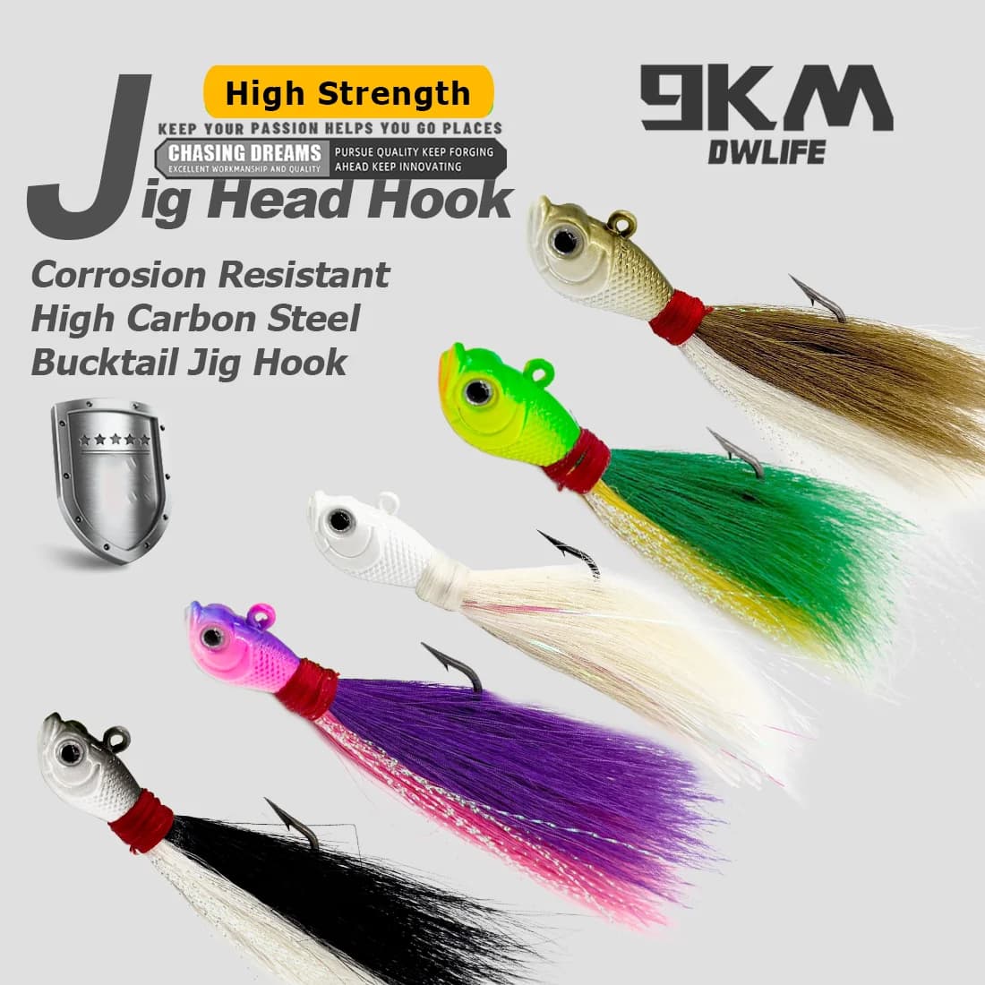 ชุดเบ็ด Bucktail Jig Hair Hook, แพ็ค 5 ตัว