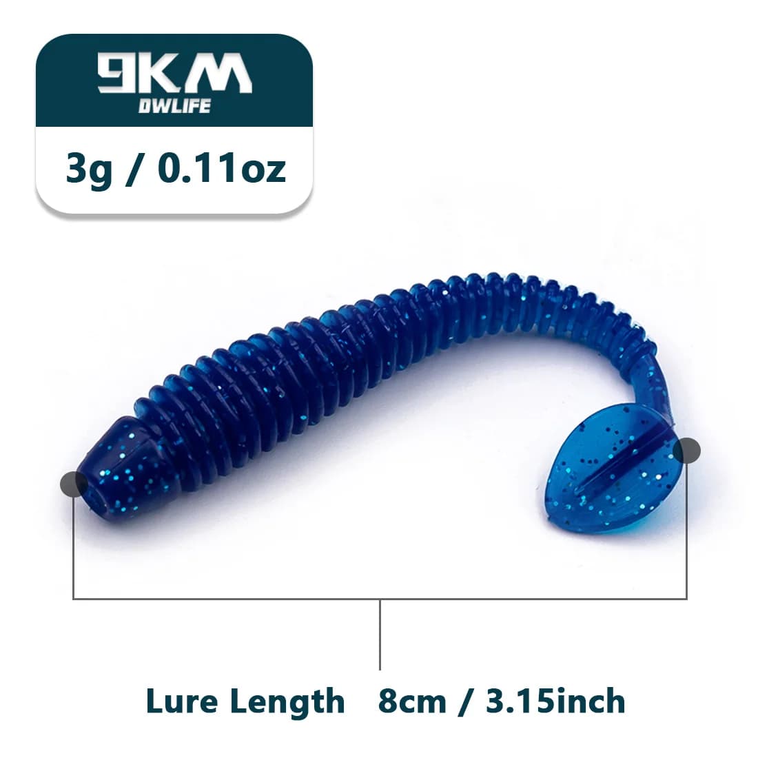 เหยื่ออ่อน T-Tail Grub Swimbaits พลาสติกนิ่ม 15 ชิ้น