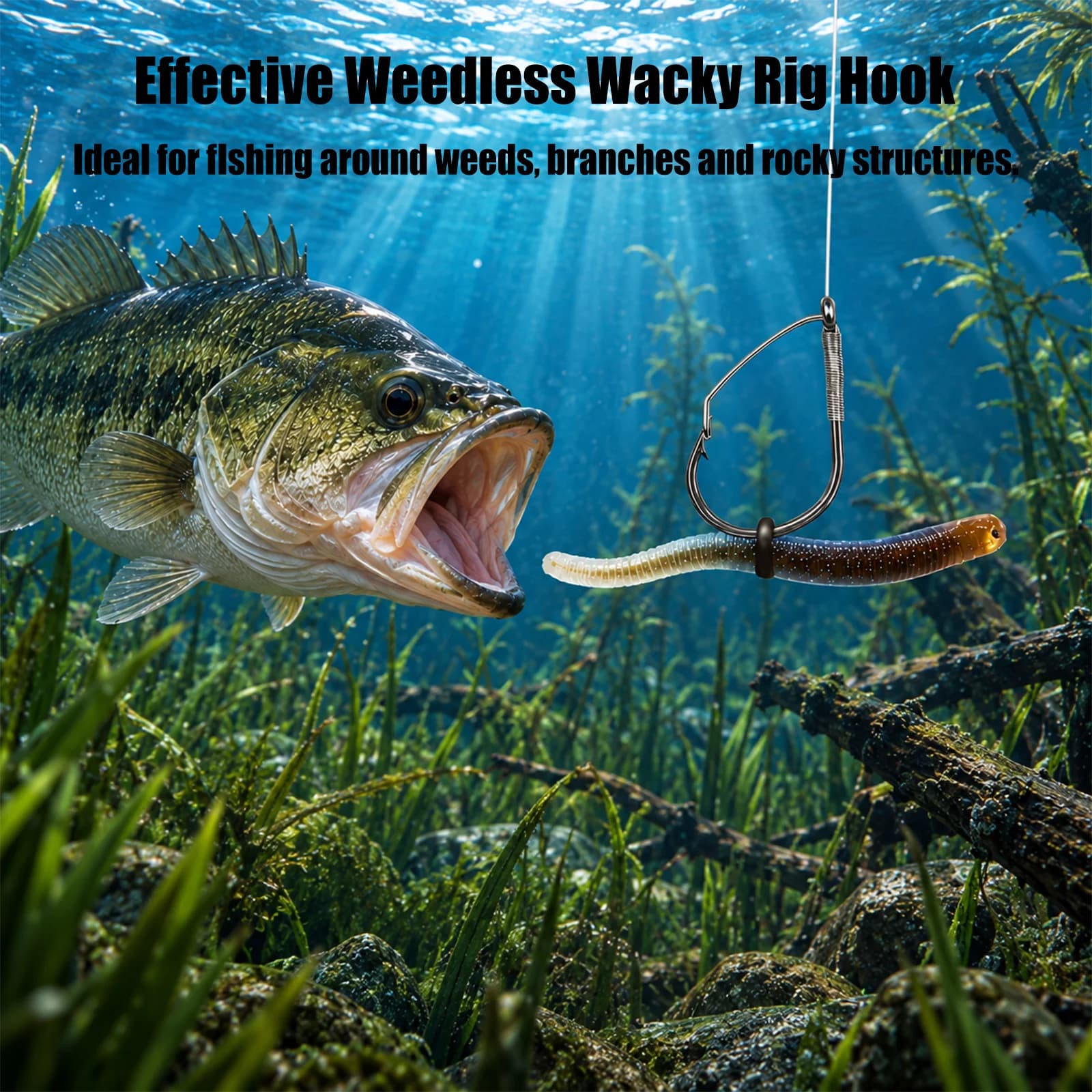 เบ็ด Wacky Rig แบบกันสวะ V-Bend 50-200 ชิ้น