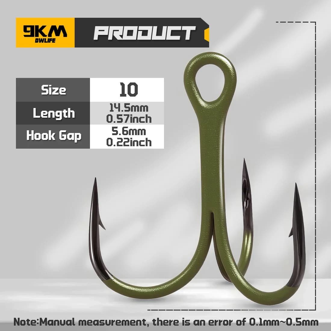 ตะขอ Treble Hook โค้งกลม แข็งแรง 3 เท่า, แพ็ค 10 ชิ้น