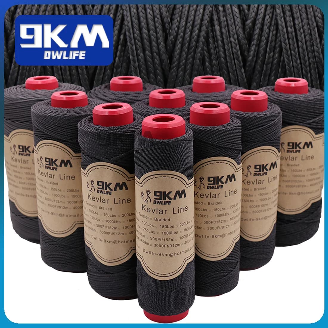 เชือกถัก Kevlar สีดำสำหรับอุปกรณ์เสริมตกปลา รับน้ำหนัก 50-1500 ปอนด์
