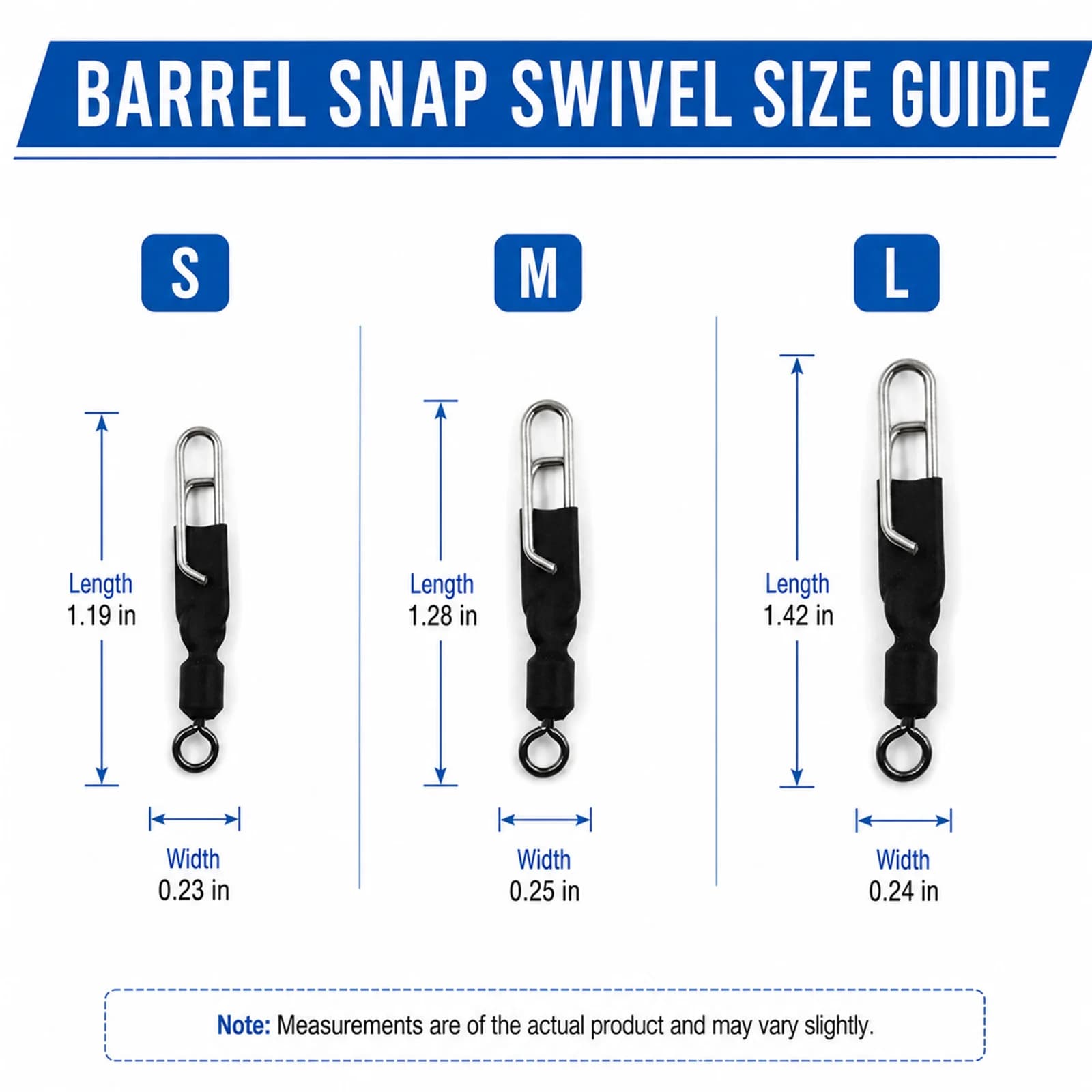 ข้อหมุน barrel swivel พร้อมตะขอ snap 15-30 ชิ้น