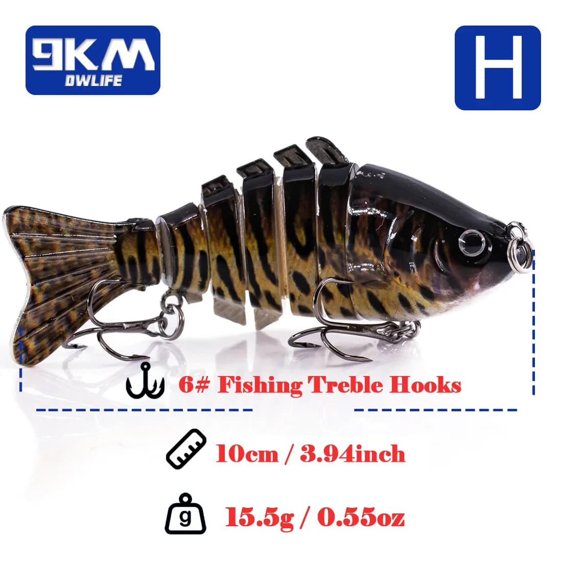 เหยื่อปลอม Swimbait แบบข้อต่อหลายท่อน จมช้า ขนาด 10 ซม.
