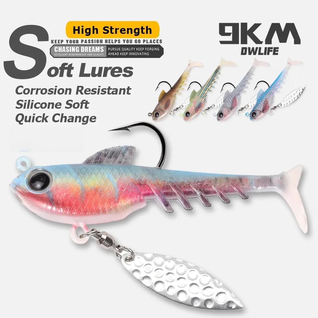 หัวเบ็ดจิกพลาสติกนิ่ม Swimbait พร้อมใบสปินเนอร์