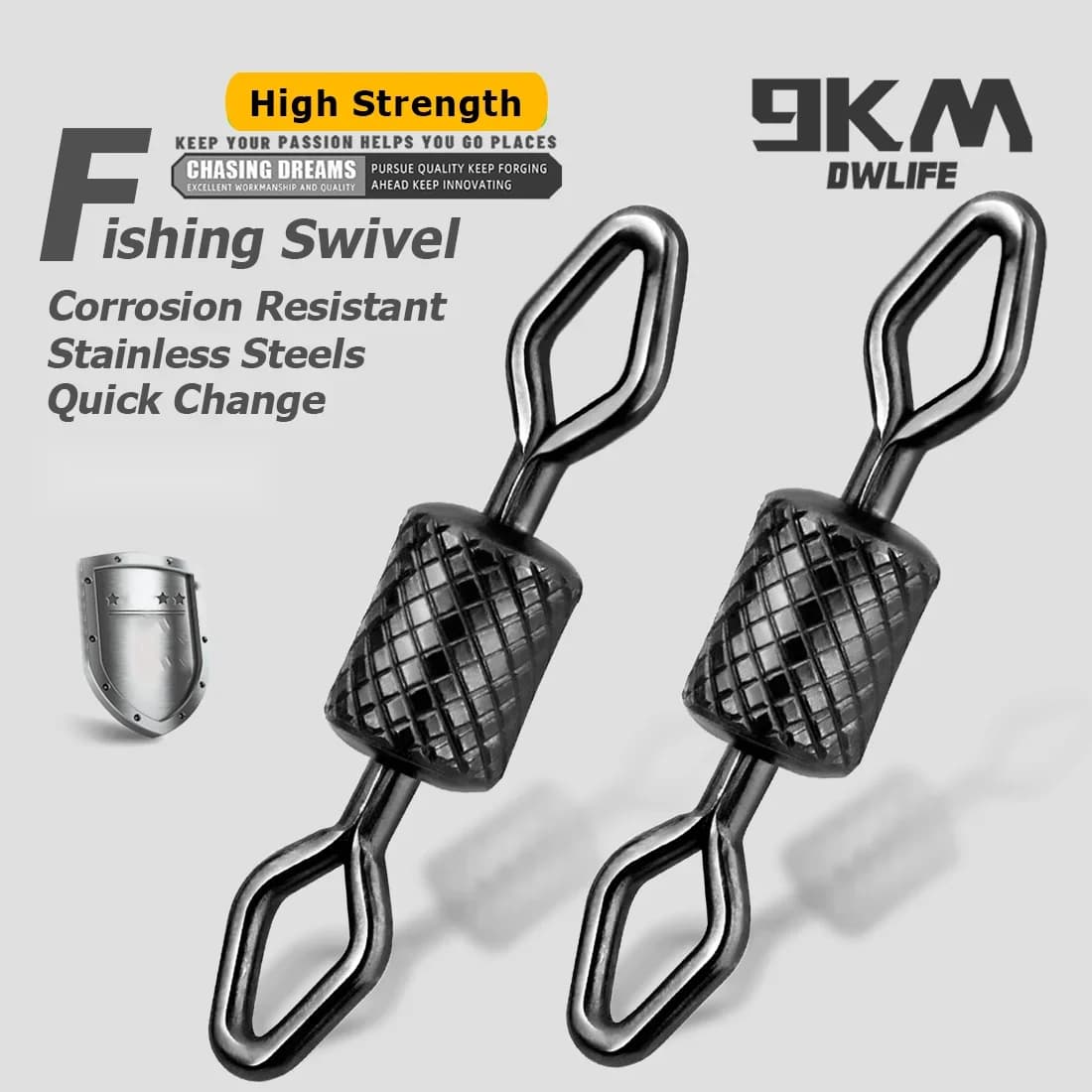 ลูกหมุน Barrel Swivel พร้อมห่วงแข็ง, 25-100 ชิ้น