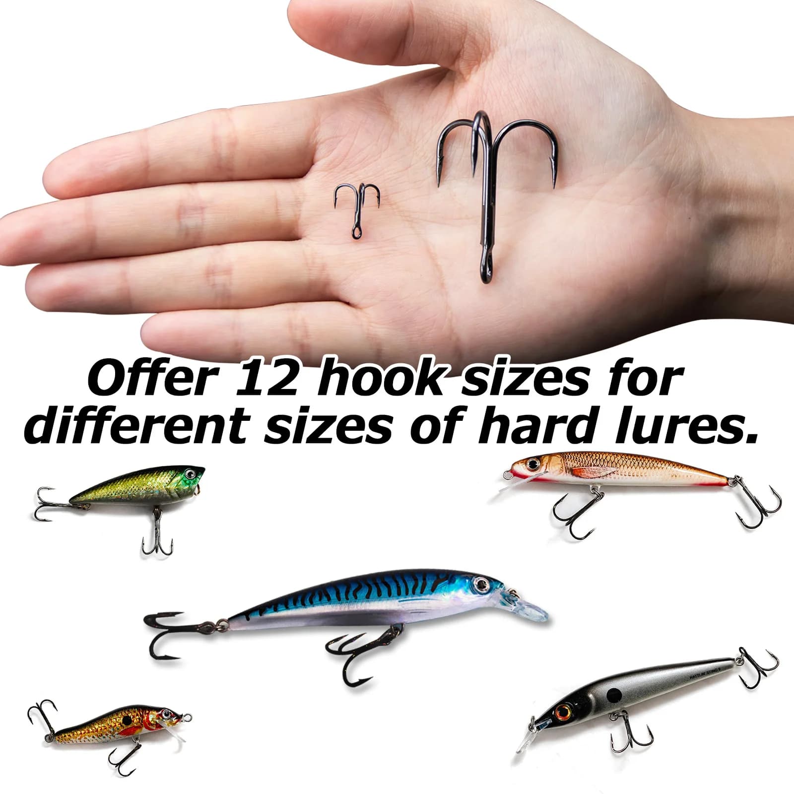 เบ็ดสามทาง Treble Hook เหล็กกล้าคาร์บอนสูง, 15 ชิ้น