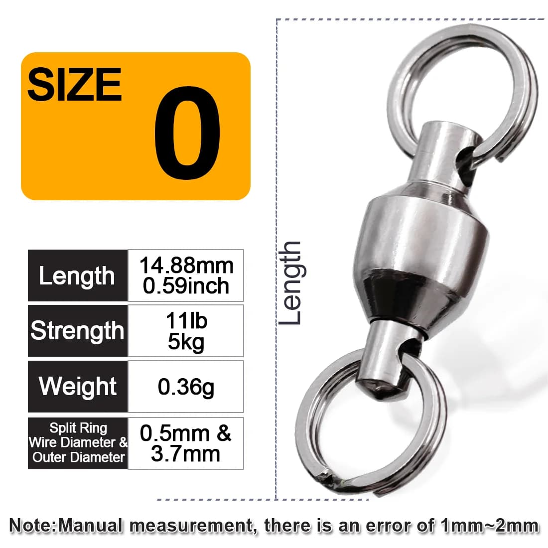ตัวหมุนลูกปืนพร้อมห่วงแยก (Ball Bearing Swivels with Split Rings), 25-100 ชิ้น