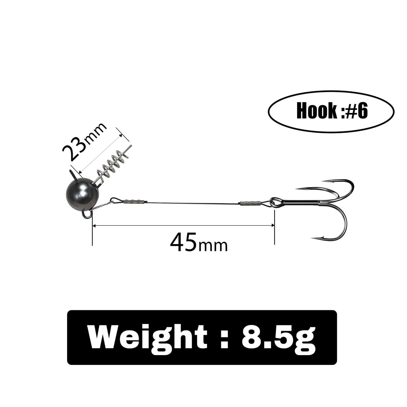 หัว jig ทรงเกลียว Pike Stinger Rig พร้อมตะขอสามแฉก