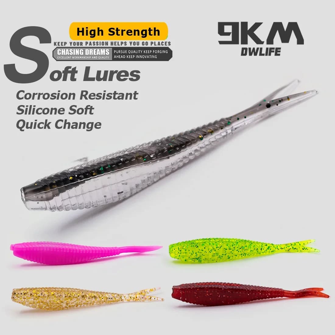 เหยื่อปลอมพลาสติกนุ่มหางแบนแยกสองแฉก Swimbaits 15 ชิ้น ขนาด 7 ซม.