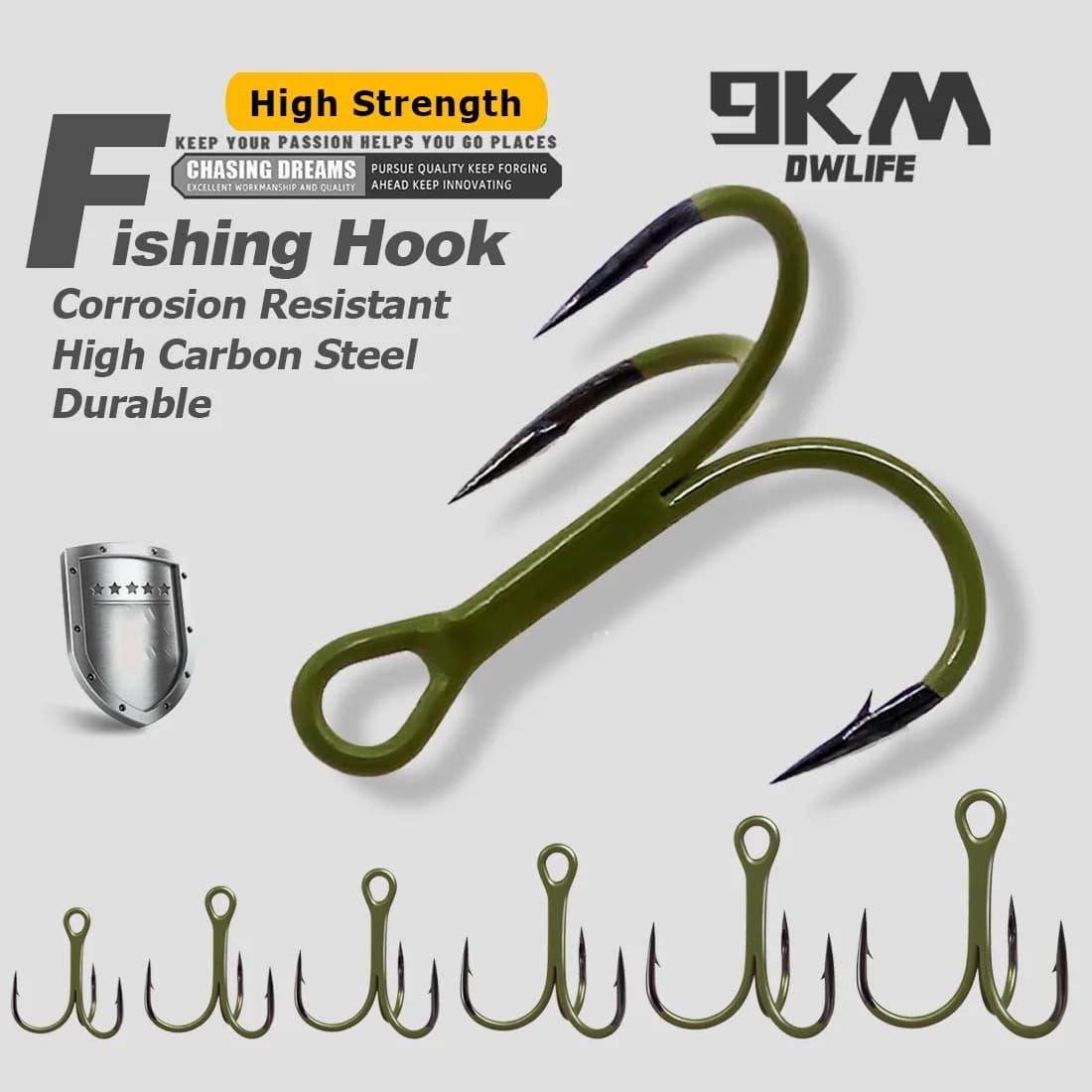 ตะขอ Treble Hook โค้งกลม แข็งแรง 3 เท่า, แพ็ค 10 ชิ้น