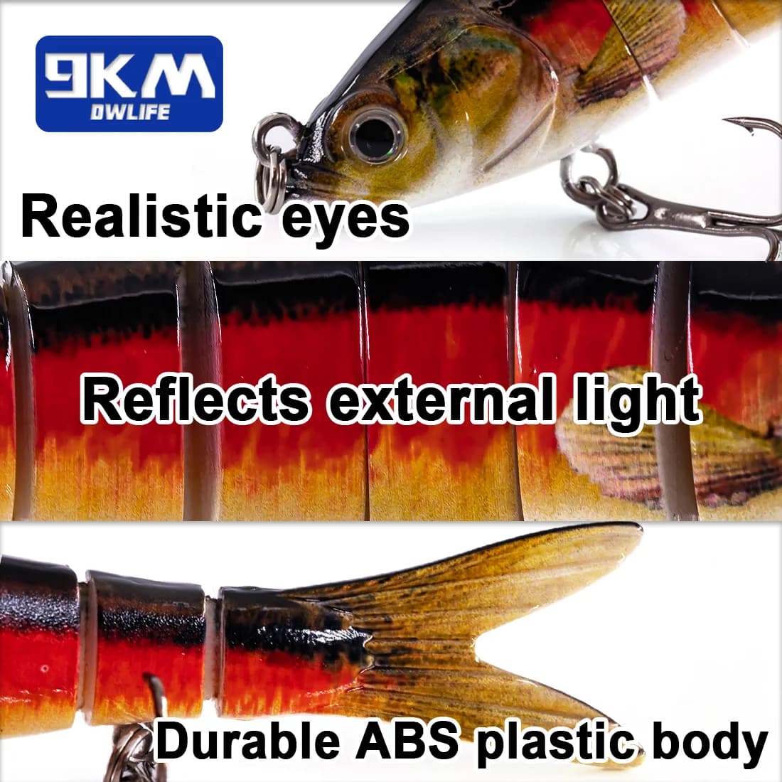 เหยื่อตกปลา Swimbait ข้อต่อ 8 ท่อน จมช้า น้ำหนัก 27g